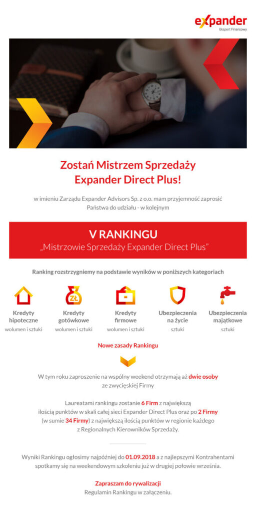 Expander — Materiał dla sieci sprzedaży — ranking doradców, realizacja Brandwise