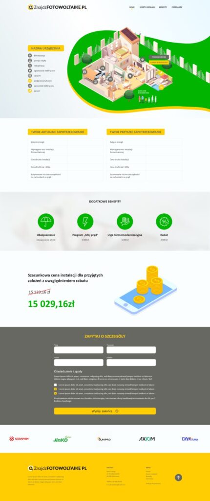 Grupa SG — Landing page wyszukiwarki wykonawców fotowoltaiki, realizacja Brandwise