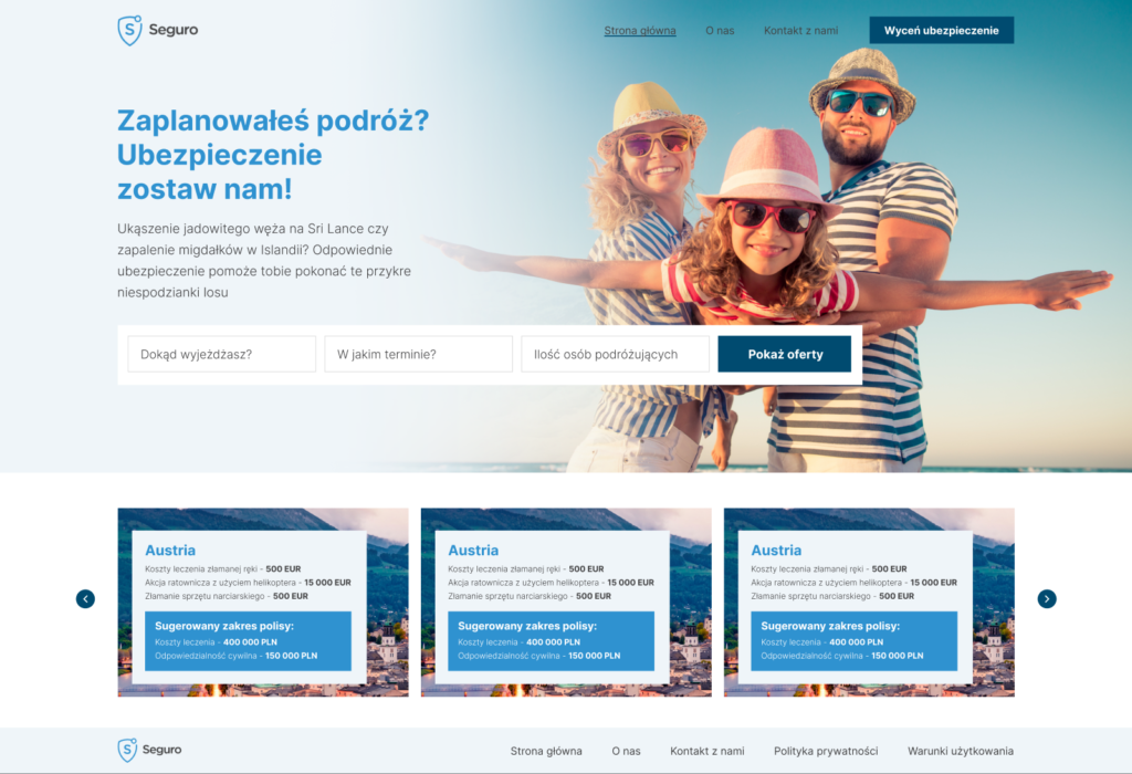 Grupa SG — SeguroTravel, strona główna, realizacja Brandwise