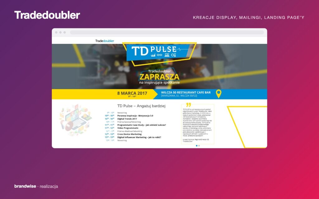 Tradedoubler — realizacja Brandwise